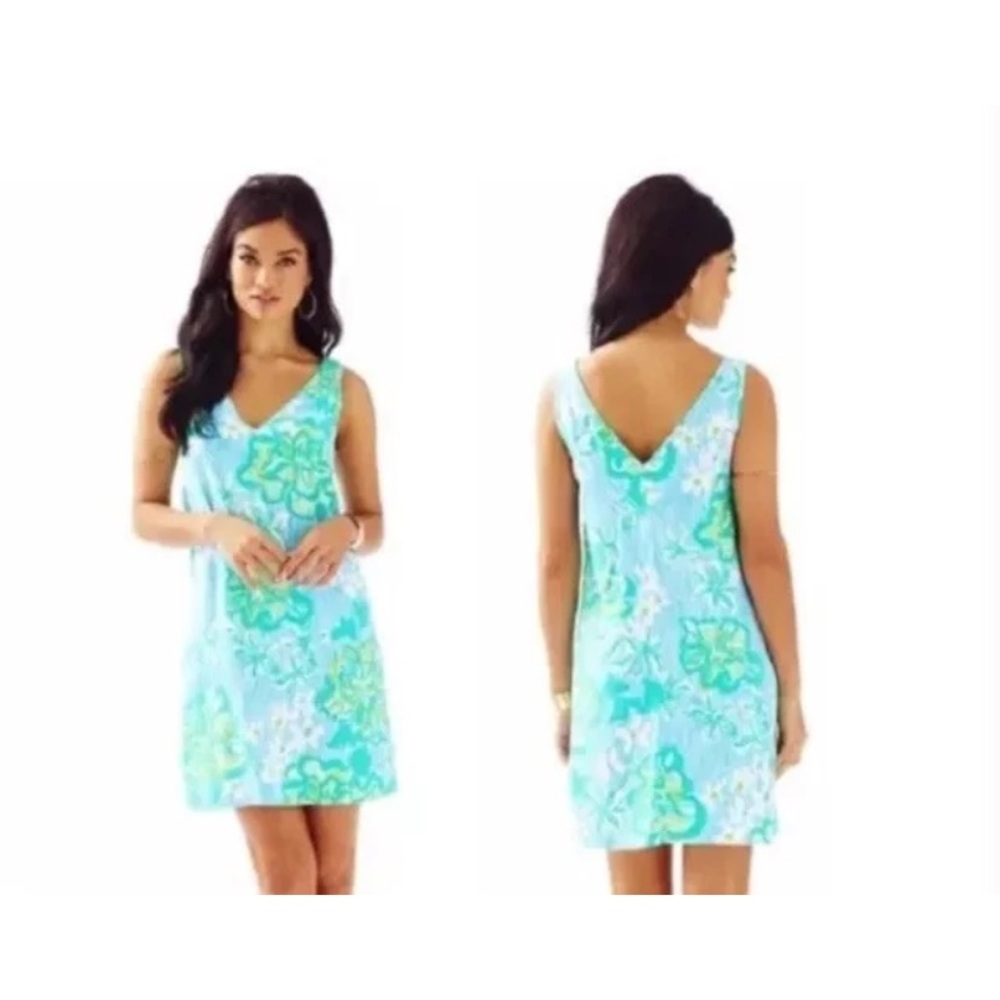 Lilly Pulitzer Calissa Dress Lagoon Green Wave Rider 8 Medium New NWT Sleeveless